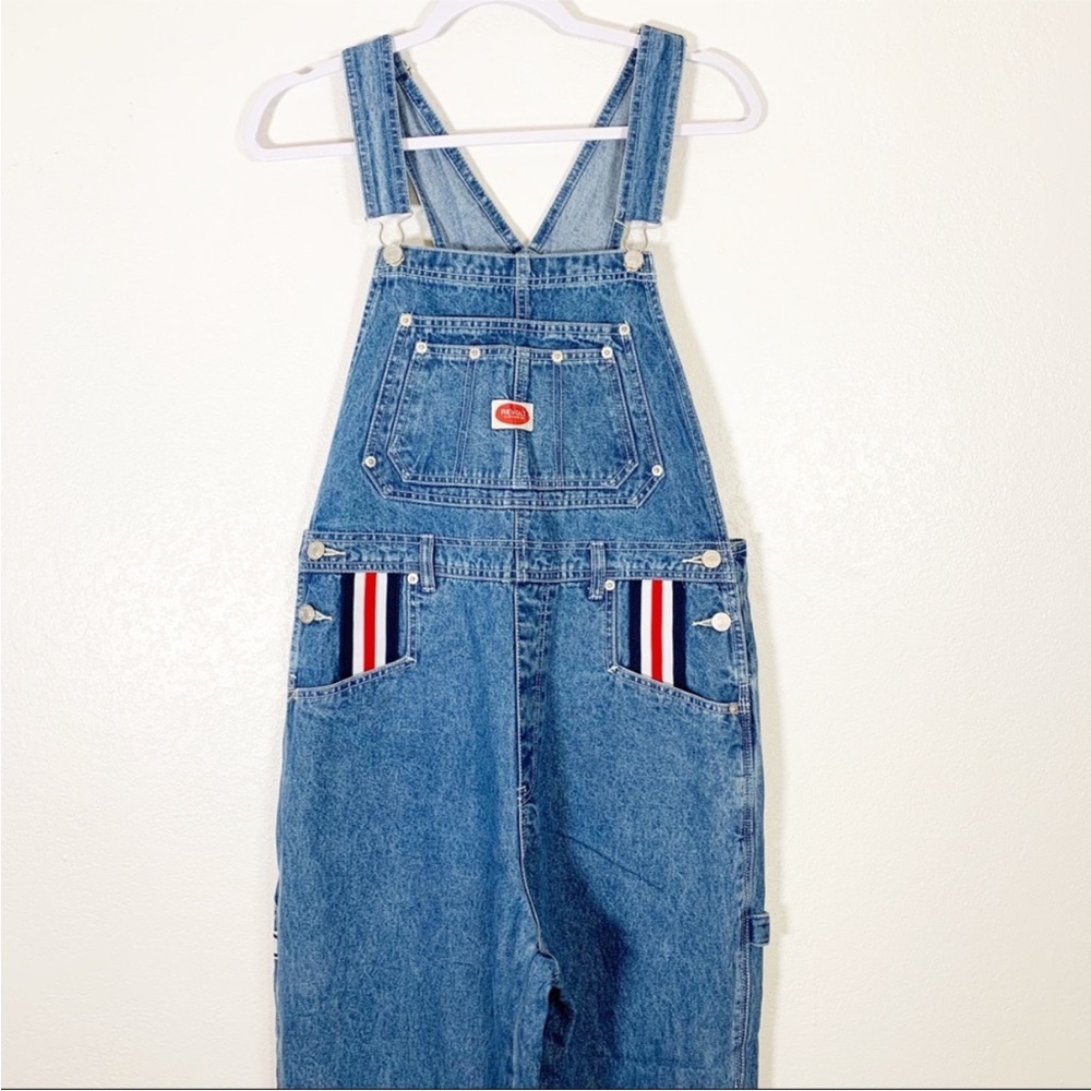 Deadstock Vintage Revolt Jeans Blue Denim Overalls with Stripe Accents - Picture 2 of 11